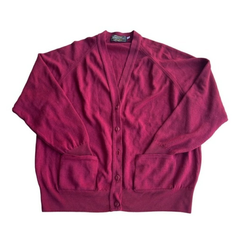 Windsor House Burgundy Pure Lambswool Cardigan US L